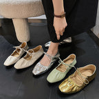 Damen Komfortable Ballerinas mit elastischem Riemen und modischem Knötchen-Detail R&B