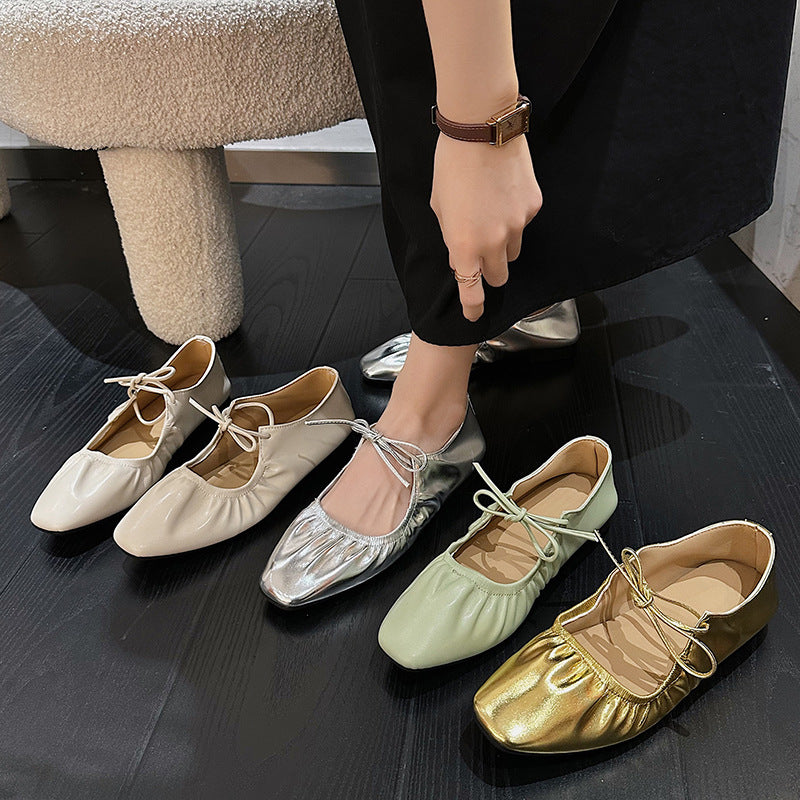 Damen Komfortable Ballerinas mit elastischem Riemen und modischem Knötchen-Detail R&B