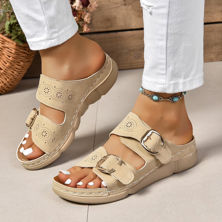 Damen Komfortable und stilvolle Zehentrenner-Sandalen mit verstellbarem Riemendesign R&B