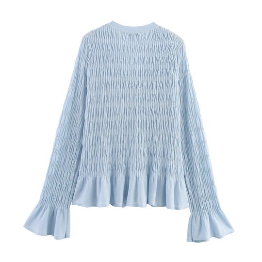 Damen Leichte und elegante Strickjacke mit Rüschensaum R&B