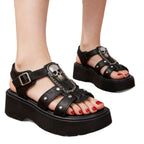 Damen modische Sandalen mit Totenkopf-Design und Plateau-Rand R&B