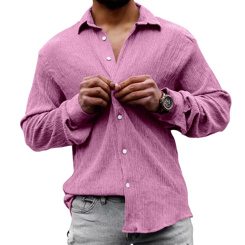 Herren lässiges Langarmhemd mit strukturiertem Gewebe und modernem Look R&B