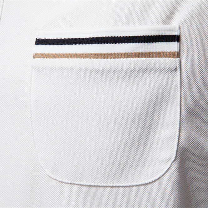 Herren nan modernes Poloshirt mit aufgesetzter Brusttasche und Kontrastbesatz am Polokragen R&B