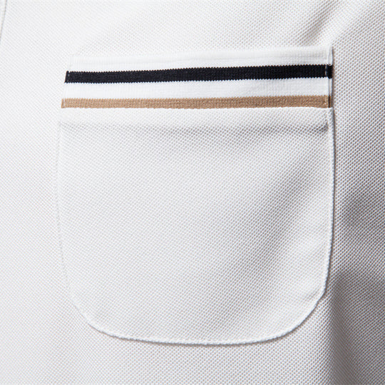 Herren nan modernes Poloshirt mit aufgesetzter Brusttasche und Kontrastbesatz am Polokragen R&B