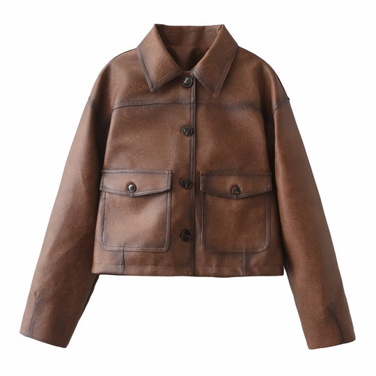 Damen kurze jacke mit praktischen Taschen und Knopfleiste R&B