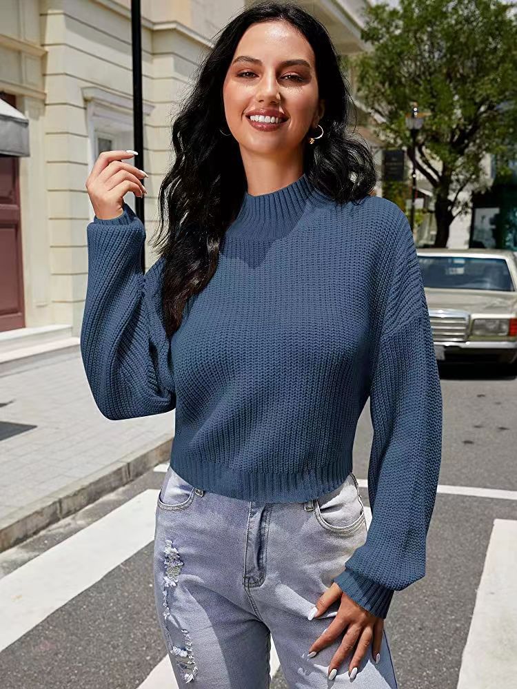 Damen Modischer Strickpullover mit weitem Ausschnitt R&B
