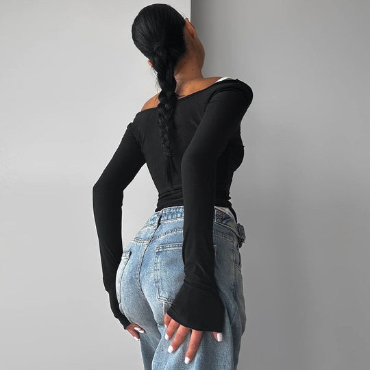 Damen Sportliches Langarmoberteil mit modischen Trägerschichten R&B