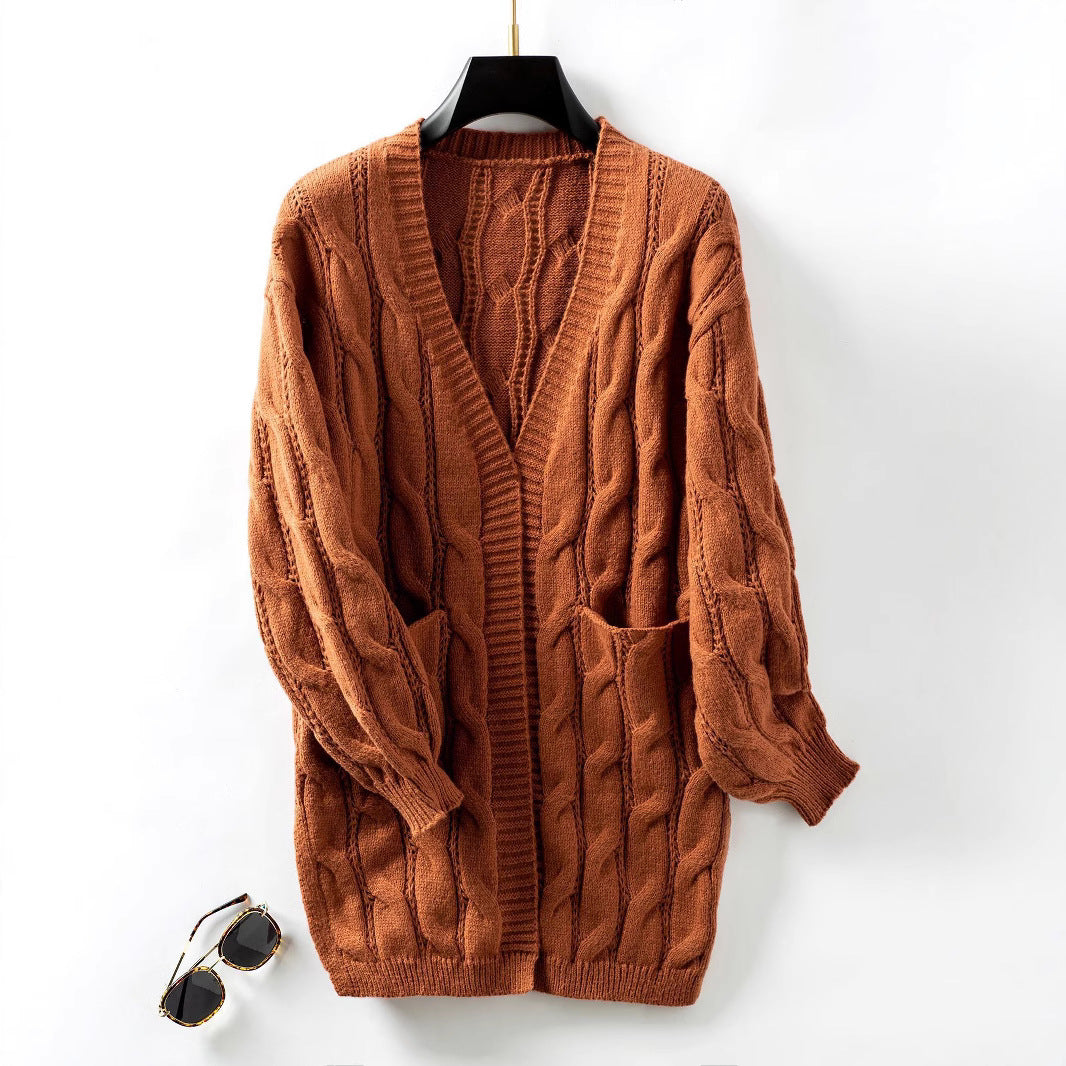 Damen Strickjacke mit V-Ausschnitt und praktischen Taschen R&B