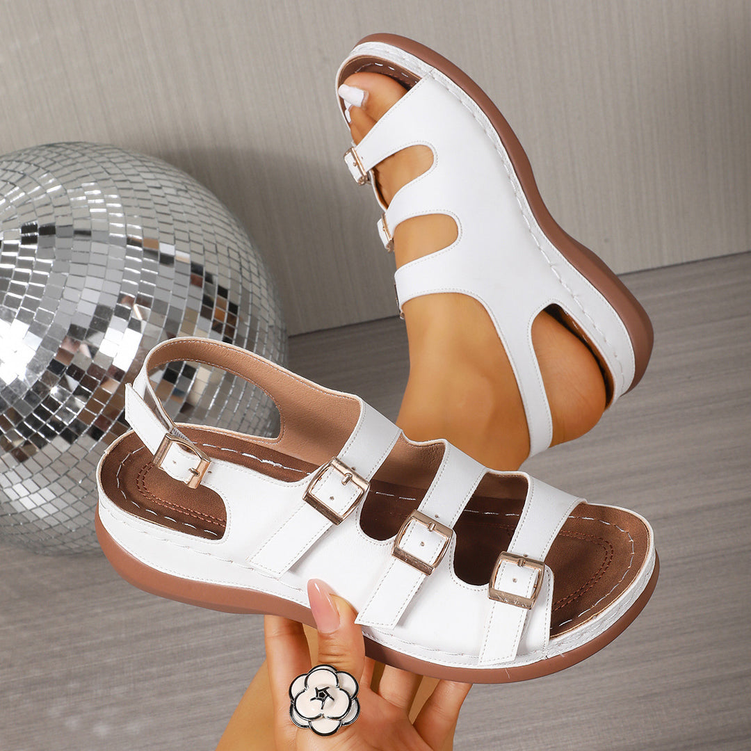 Damen Bequeme und elegante Riemchensandalen mit verstellbaren Schnallen R&B