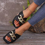 Damen Elegante Mules mit dekorativem Ketten-Design R&B