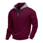 Herren Kapuzenpullover mit halbem Reißverschluss und kontrastierendem Innenfutter R&B