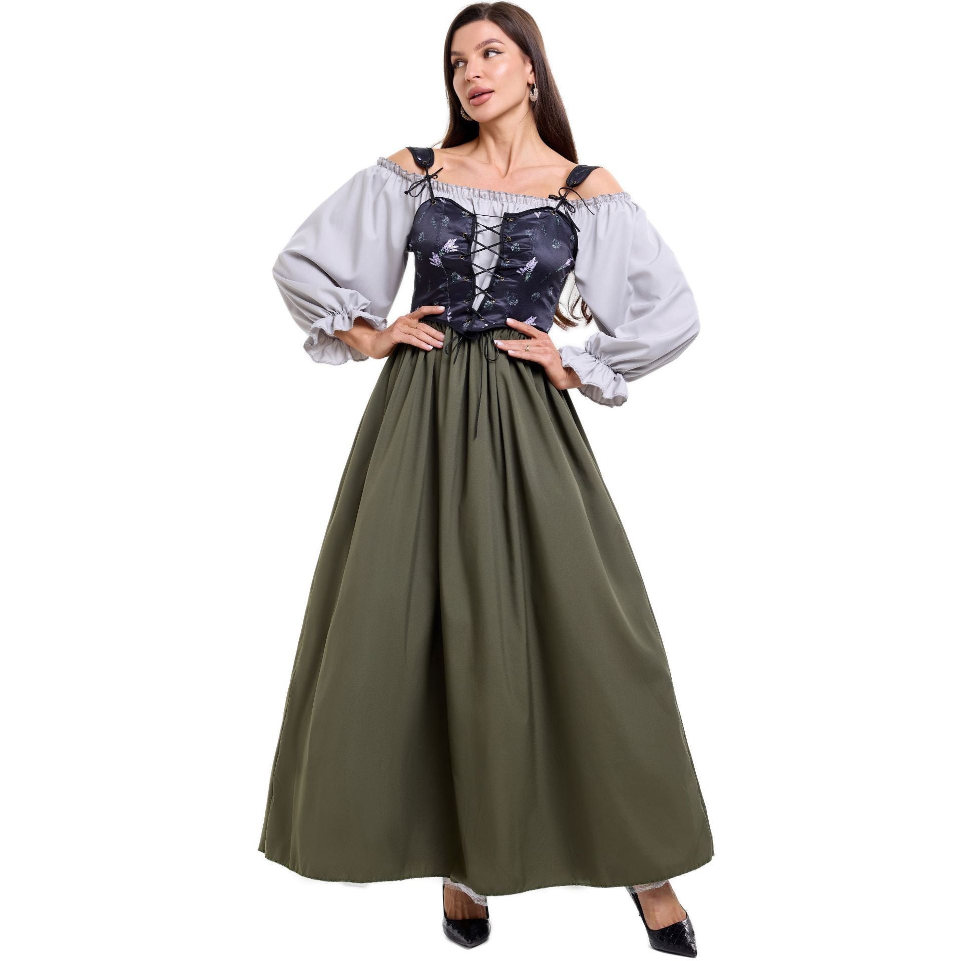 Damen Trachtenkleid mit romantischem Oberteil und fließendem Rock R&B