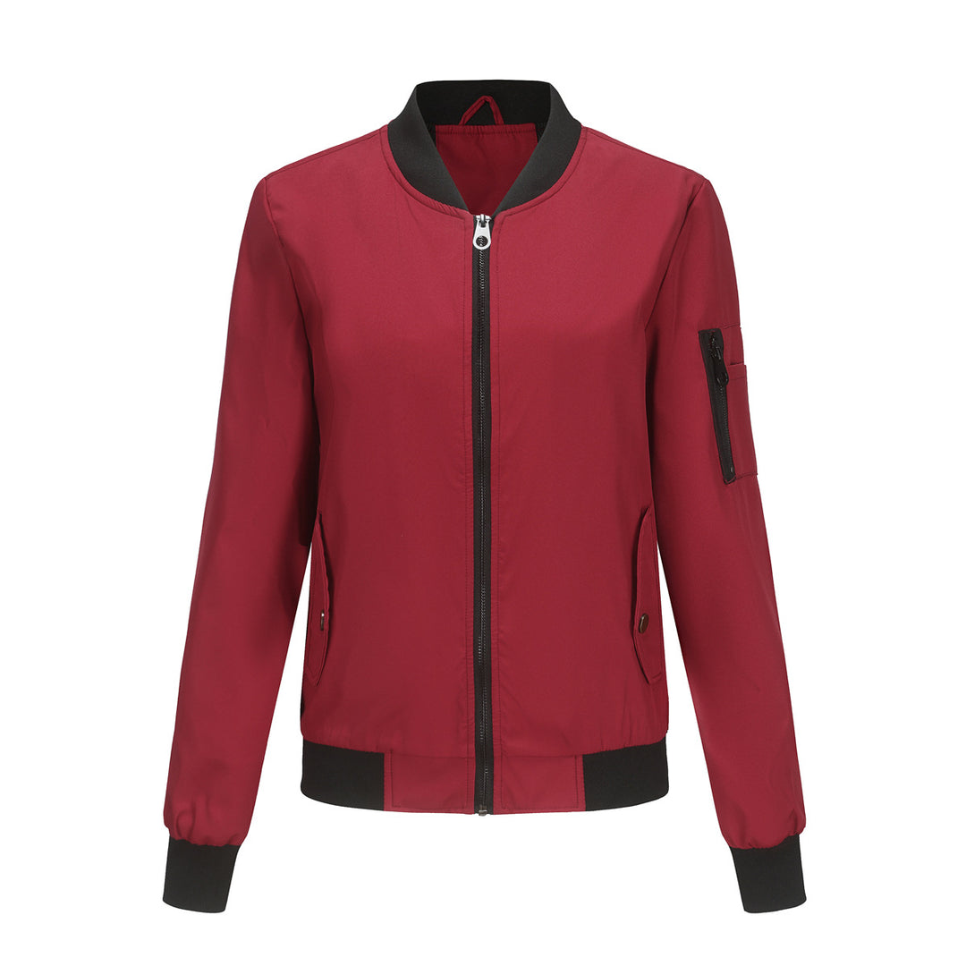 Damen modische Bomberjacke mit praktischen Reißverschlusstaschen und sportlichem Kragen R&B