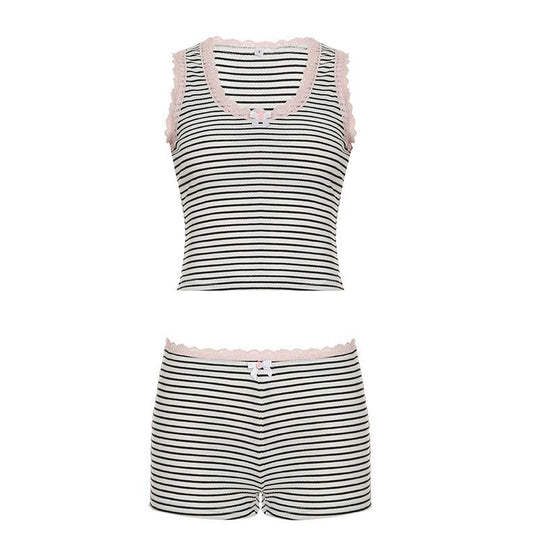 Damen Badeset mit trendy Streifenmuster R&B