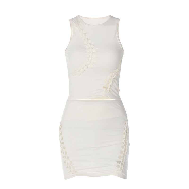 Damen Sportliches Crop-Top und Rock Set R&B