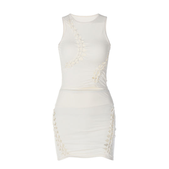 Damen Sportliches Crop-Top und Rock Set R&B