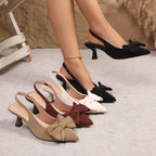 Damen Slingback-Pumps mit elegantem Schleifen-Design und komfortablem Blockabsatz R&B