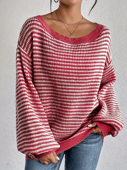 Damen lässiger Oversized-Pullover mit asymmetrischem Schnitt und modernem Gewebe R&B