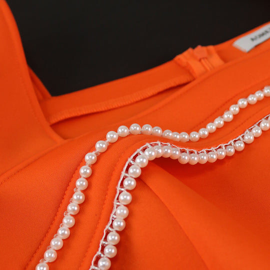 Damen Elegantes Maxikleid mit Puffärmeln und funkelnden Akzenten R&B