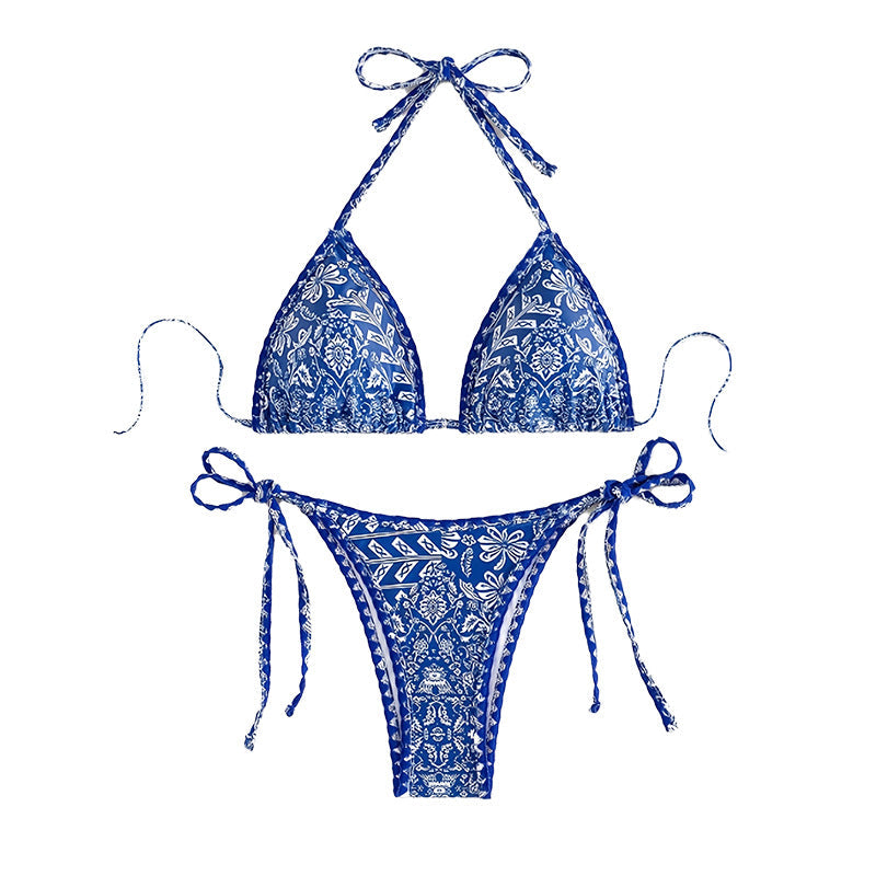 Damen Triangel-Bikini mit verspieltem BindR&Band und eleganter Musterung R&B