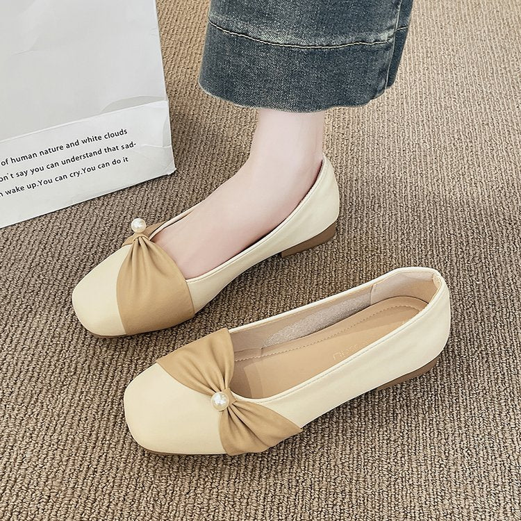 Damen elegante Slingback-Pantoletten mit perlenverziertem Schleifenakzent R&B