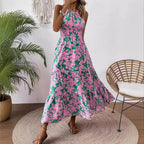 Damen Maxikleid mit floralem Muster und elastischem Tailleneinsatz R&B