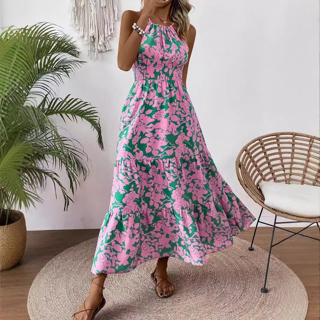 Damen Maxikleid mit floralem Muster und elastischem Tailleneinsatz R&B
