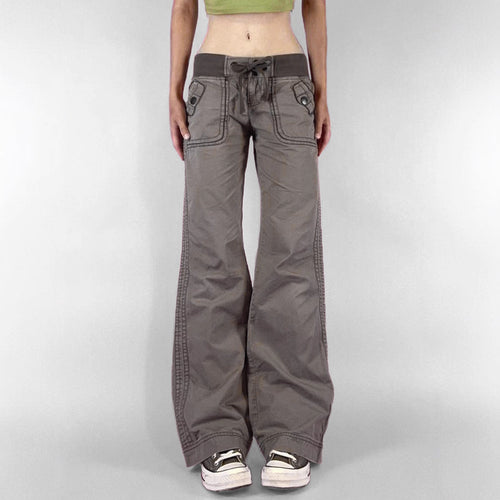 Damen lässige Flared Jeanshose mit hohem Bund und weitem Bein R&B