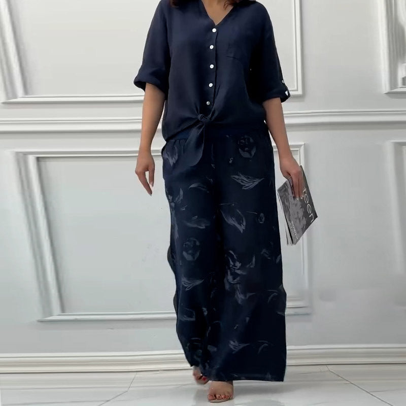 Damen Freizeit-Hose und lässiges Oberteil Set R&B