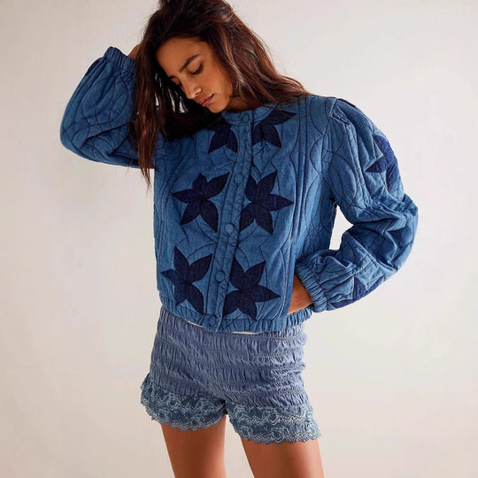 Damen gesteppte Blumenjacke R&B
