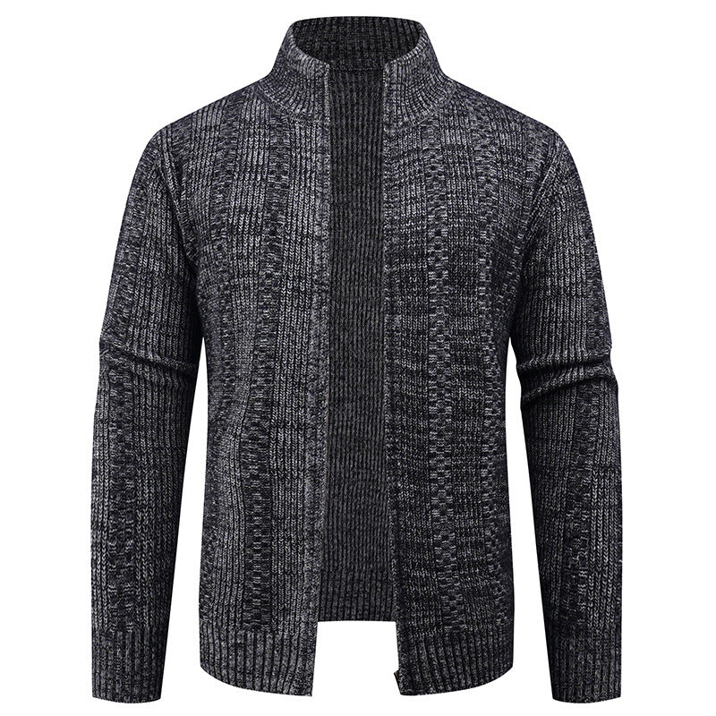 Herren Strickjacke mit strukturierter Oberfläche und hohem Kragen R&B