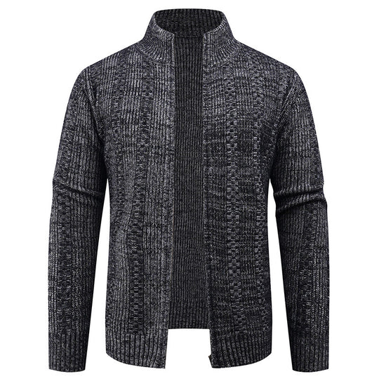 Herren Strickjacke mit strukturierter Oberfläche und hohem Kragen R&B