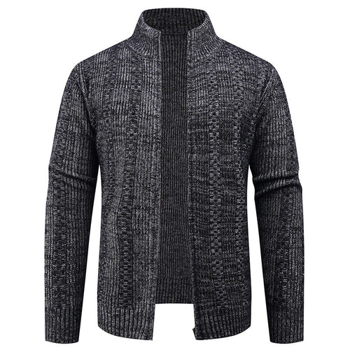 Herren Strickjacke mit strukturierter Oberfläche und hohem Kragen R&B