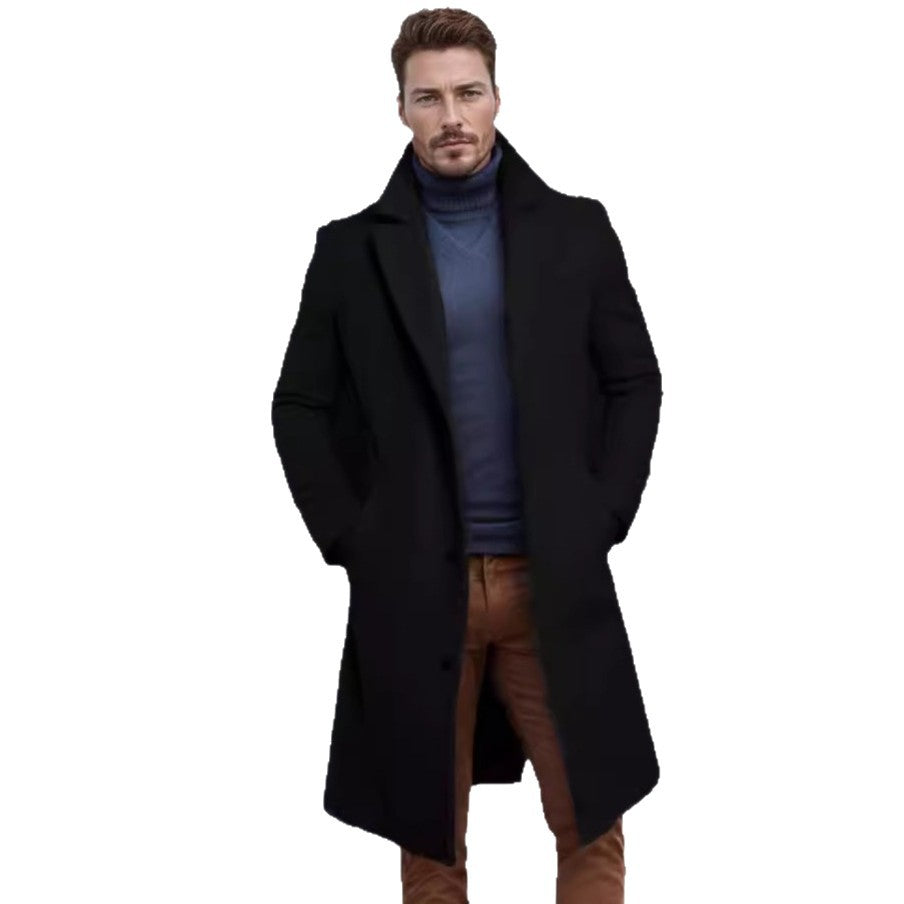Herren eleganter, langer Wintermantel R&B
