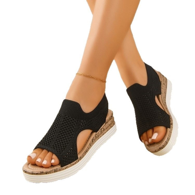 Damen Bequeme und atmungsaktive Sandalen mit elastischem Einsatz R&B