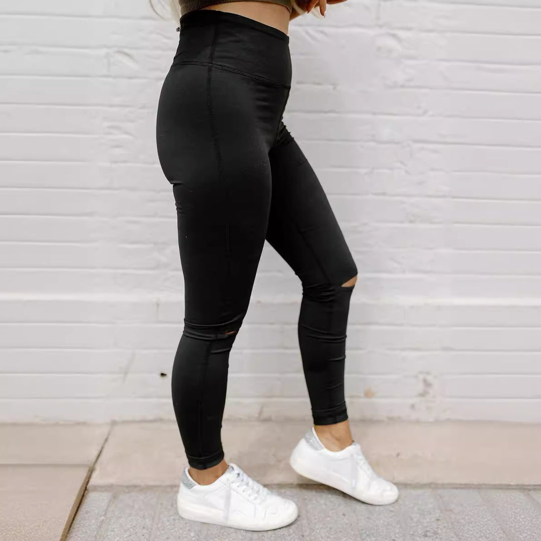 Damen Stepp-Leggings mit Riss-Detail R&B