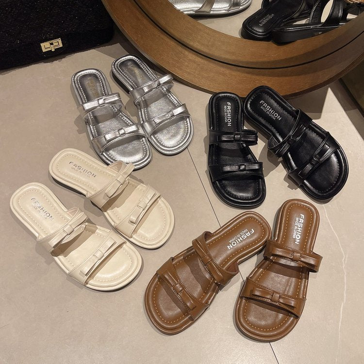 Damen glamouröse Riemchensandalen mit zierlicher Schleifenverzierung R&B