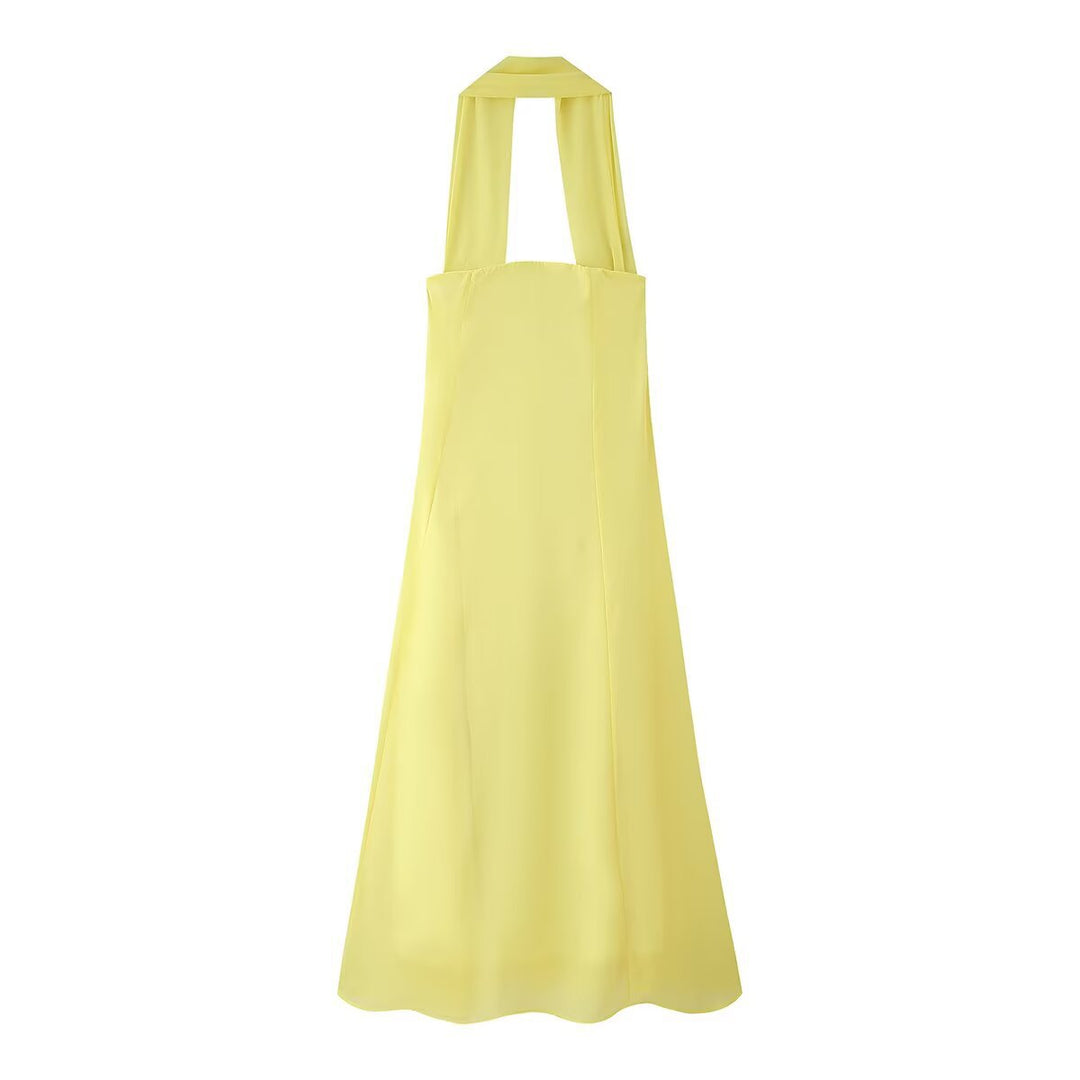 Damen Maxikleid mit innovativem Halterneck und fließendem Schnitt R&B