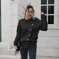 Damen Strickpullover mit dekorativen Knopf-Details und lässigem Schnitt R&B