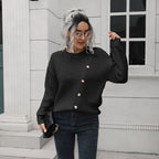 Damen Strickpullover mit dekorativen Knopf-Details und lässigem Schnitt R&B