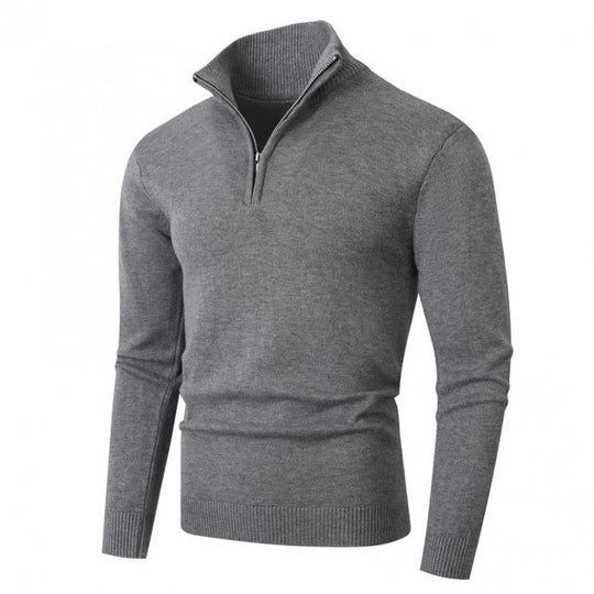 Herren modischer Strickpullover mit hohem Kragen und Reißverschluss R&B