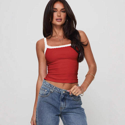 Damen Top mit Spitzenakzenten R&B