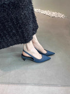 Damen Slingback Pumps aus hochwertigem Denim R&B