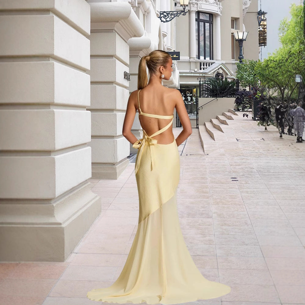 Damen asymmetrisches Abendkleid R&B