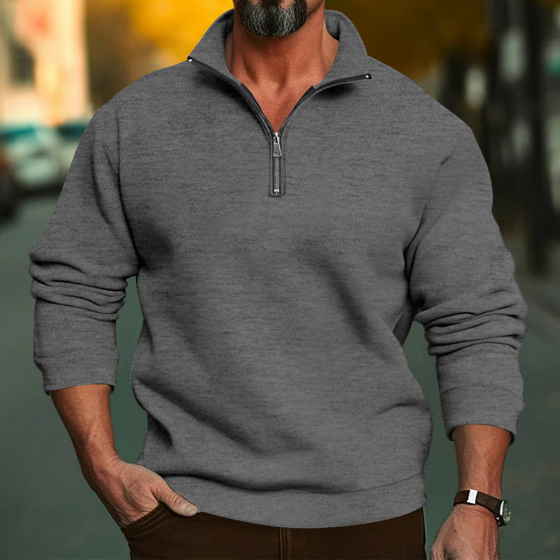 Herren Sweatshirt mit halblangem Reißverschluss und weichem Innenfutter R&B
