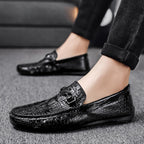 Herren Mokassins im eleganten Krokodilleder-Look