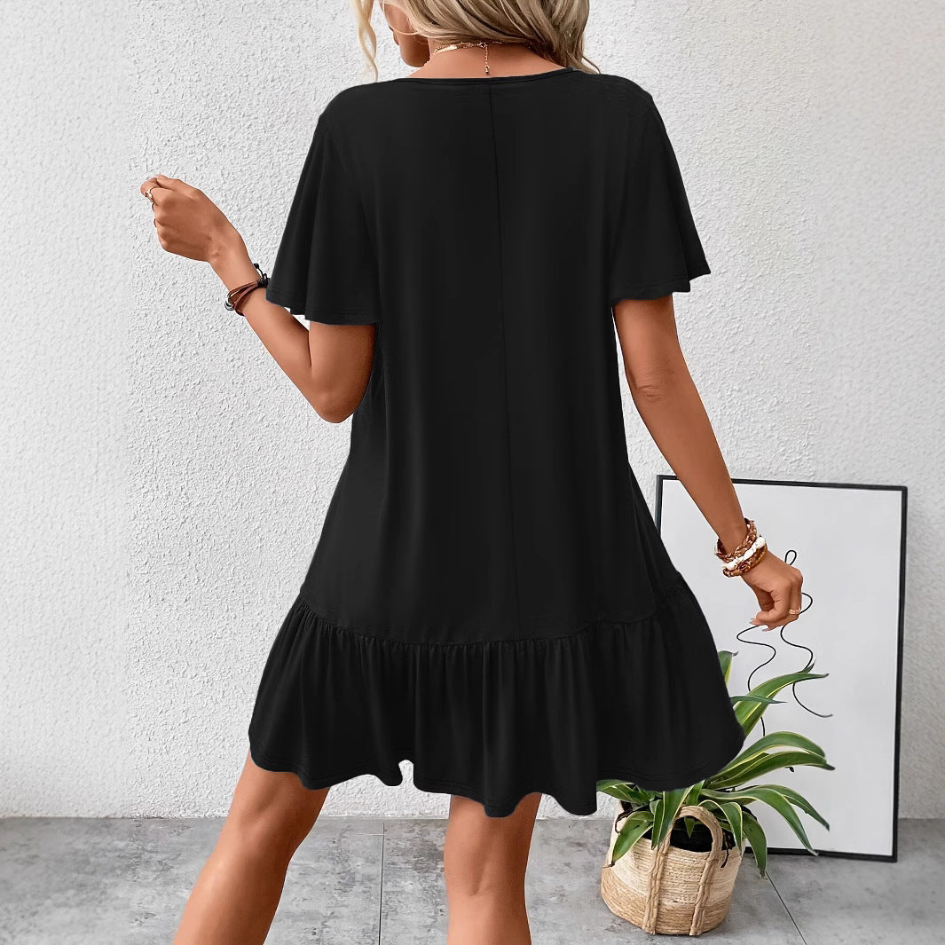 Damen Freizeitkleid mit voluminösen Rüschen und lässigen Ärmeln R&B