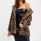 Damen Modischer Teddy-Mantel mit Leoprint und elegantem Schnitt R&B
