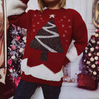 Damen Weihnachts-Pullover mit glitzerndem Baum-Motiv und kuscheliger Struktur R&B