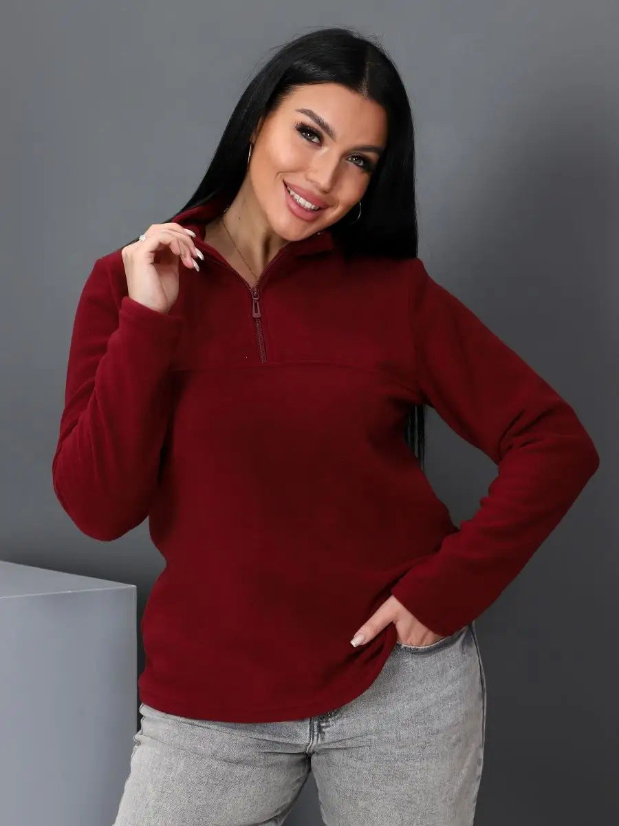Damen Fleece-Pullover mit steigendem Kragen R&B